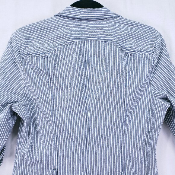 Max Studio Blue n White Striped Button Collar Preppy Sheath Shirt Dress Size XL - Picture 13 of 14